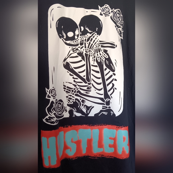Fruit of the loom men's tee shirt skeletons hustle black graphic XL - Picture 2 of 4